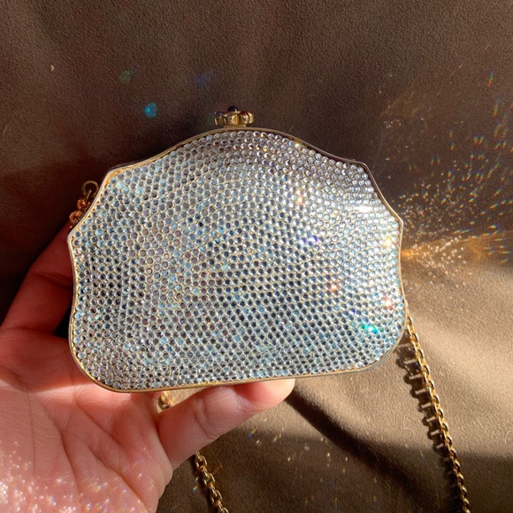 Authentic Judith Leiber Fullbead Minaudiere Evening Clutch Shoulder Crossbody - Picture 4 of 16